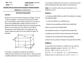 Première page de Mathématiques 2nde D — 1re production scolaire, 1er semestre (2018-2019) · CEG1 Ikpinlè
