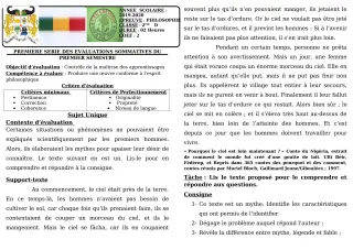 Première page de Philosophie 2nde D — 1re évaluation sommative, 1er semestre (2019-2020) · CEG GBESSOU
