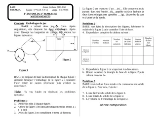 Première page de Mathématiques 5e — Composition, 1er semestre (2020-2021) · LMB