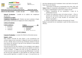 Première page de Philosophie Tle C, Tle D — 1re production scolaire, 1er semestre (2019-2020) · CEG1 Adjarra