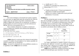 Première page de Mathématiques 1ère D — 2e devoir surveillé, 1er semestre (2018-2019) · CEG Banikanni