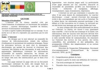 Première page de Français 3e, 3e ML — 1re évaluation sommative, 1er semestre (2019-2020) · CEG GBESSOU