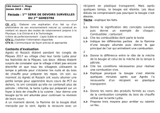 Première page de PCT 6e — 1er devoir surveillé, 2e semestre (2018-2019) · CEG Hubert C. MAGA