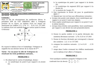 Première page de Mathématiques 6e — 2e évaluation sommative, 2e semestre (2019-2020) · CEG GBESSOU
