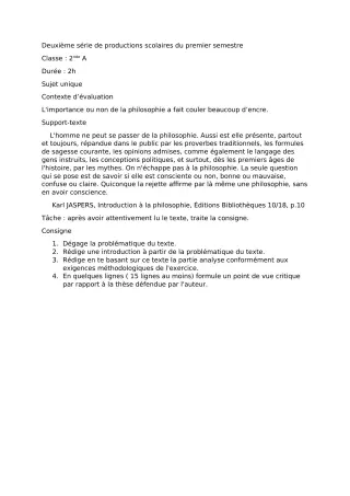Première page de Philosophie 2nde A, 2nde A1, 2nde A2 — 2e production scolaire, 1er semestre (2022-2023) · CEG1 Ikpinlè