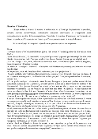 Première page de Français 3e, 3e ML — Devoir surveillé, 2e semestre (2019-2020) · CEG L'Entente