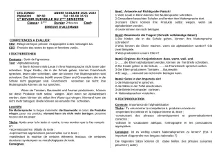 Première page de Allemand 4e ML, 3e, 2nde A, 2nde A2, 2nde B, 1ère A1, 1ère A2, 1ère B, Tle A1, Tle A2, Tle B — 1er devoir surveillé, 2e semestre (2021-2022) · CEG ZONGO