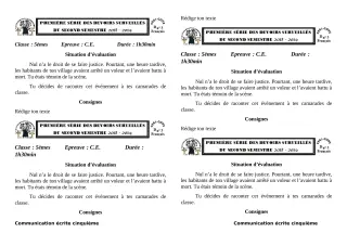 Première page de Français 5e — 1er devoir surveillé, 2e semestre (2018-2019) · CEG1 Covè