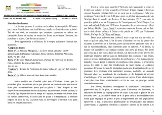 Première page de Français Tle A & B, Tle A1, Tle A2, Tle B, Tle C, Tle D — 1re production scolaire, 1er semestre (2019-2020) · CEG1 Adjarra
