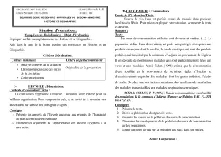 Première page de Histoire-Géographie 2nde A2, 2nde B — 2e devoir surveillé, 2e semestre (2019-2020) · CEG Banikanni