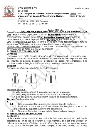 Première page de PCT 6e — 2019-2020 · CEG Sainte Rita