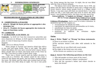 Première page de Devoir surveillé de ANGLAIS — 2nde A, 2nde D — CEG GBESSOU (2019)
