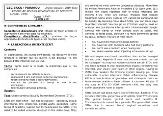 Première page de Anglais 3e — 1er devoir surveillé, 1er semestre (2019-2020) · CEG BAKA