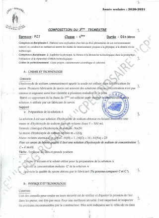 Première page de PCT 5e — 1re composition (2020-2021) · CPEG ROSAIRE