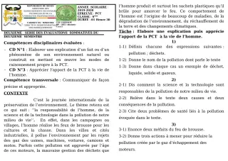 Première page de PCT 6e — 2e évaluation sommative, 2e semestre (2019-2020) · CEG GBESSOU