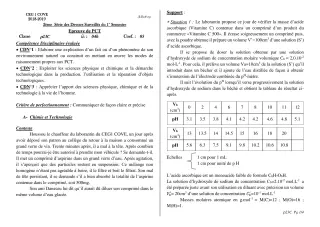 Première page de PCT Tle C — 2e devoir surveillé, 1er semestre (2018-2019) · CEG1 Covè