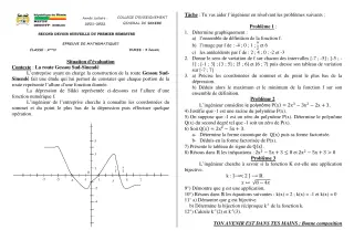 Première page de Mathématiques 2nde D — 2e devoir surveillé, 1er semestre (2021-2022) · CEG SEKERE
