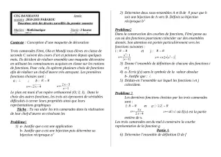 Première page de Mathématiques 2nde C — 2e devoir surveillé, 1er semestre (2018-2019) · CEG Banikanni