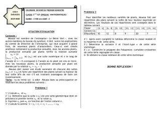 Première page de Mathématiques 1ère A2, 1ère B — 2e devoir surveillé, 1er semestre (2019-2020) · CEG 2 Djougou