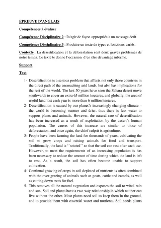 Première page de Devoir surveillé de ANGLAIS — 2nde A1, 2nde A2, 2nde B, 2nde C, 2nde D — CPEG Fils-Le-Père (2019)