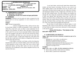 Première page de Anglais 1ère D — 1er devoir surveillé, 1er semestre (2018-2019) · CEG Tchatchou