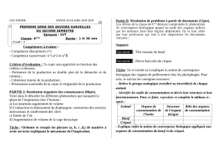 Première page de SVT 6e — 1er devoir surveillé, 2e semestre (2018-2019) · CEG Kpébié