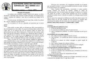 Première page de Français 4e — Devoir surveillé (2017-2018) · CEG1 Covè