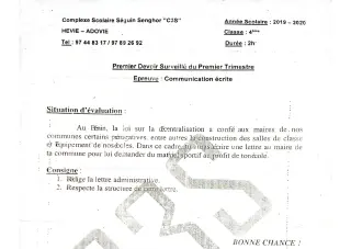 Première page de PCT 1ère C — 1er trimestre (2020-2021) · CEG ZONGO