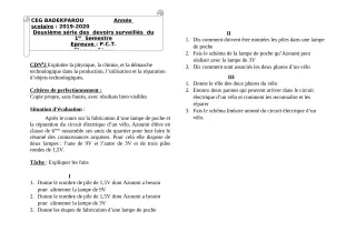 Première page de PCT 6e, 5e, 4e — 2e devoir surveillé, 1er semestre (2019-2020) · CEG BADEKPAROU
