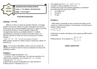 Première page de Mathématiques 1ère A2, 1ère B — Composition, 1er semestre (2020-2021) · CEG 2 Djougou