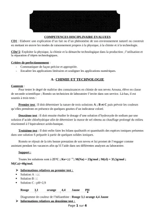 Première page de PCT 2nde D — 1er devoir surveillé, 2e semestre (2018-2019) · ceg ouenou