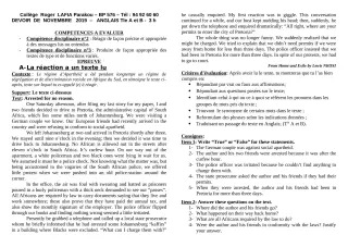 Première page de Anglais Tle A1, Tle A2 — Devoir surveillé (2019-2020) · CPEG Roger LAFIA