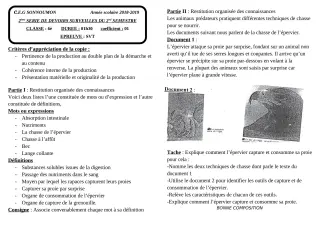 Première page de SVT 6e — 2e devoir surveillé, 2e semestre (2018-2019) · CEG SONNOUMON