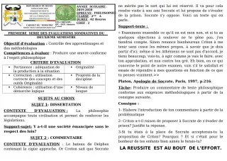 Première page de Philosophie 2nde A1, 2nde A2 — 1re évaluation sommative, 2e semestre (2019-2020) · CEG GBESSOU