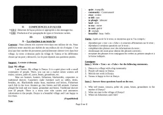 Première page de Anglais 5e — 1er devoir surveillé, 2e semestre (2018-2019) · ceg ouenou