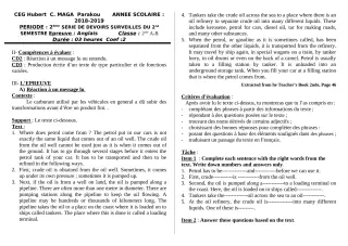 Première page de Anglais 2nde A1, 2nde A2, 2nde B, 2nde C, 2nde D, 1ère C, 1ère D — 2e devoir surveillé, 2e semestre (2018-2019) · CEG Hubert C. MAGA