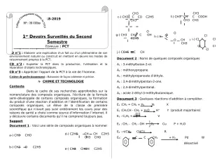 Première page de PCT 1ère D — 1er devoir surveillé, 2e semestre (2018-2019) · CEG TOUI
