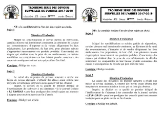 Première page de Français 3e, 3e ML — 3e devoir surveillé, 1er semestre (2017-2018) · CEG1 Covè
