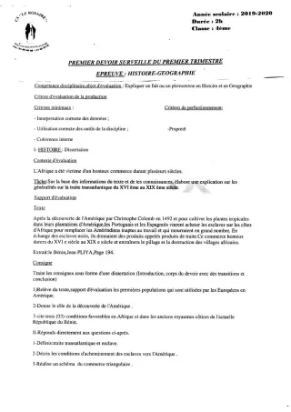 Première page de Espagnol 4e, 4e ML — 1er devoir surveillé (2019-2020) · CPEG ROSAIRE