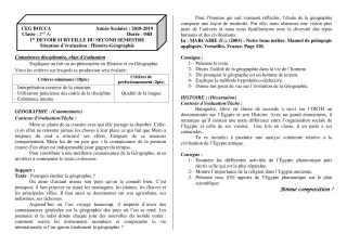 Première page de Histoire-Géographie 2nde A2 — 1er devoir surveillé, 2e semestre (2018-2019) · CEG BOUCA