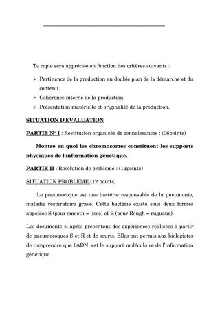 Première page de Devoir surveillé de SVT — Tle A1 — CEG 1 N'Dali (2018)