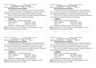 Première page de Français 4e, 4e ML — 1er devoir surveillé, 1er semestre (2018-2019) · CEG NIMA