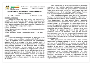 Première page de Français 1ère A2, 1ère D — 2e devoir surveillé, 2e semestre (2020-2021) · CEG SEKERE