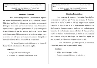 Première page de Français 4e — 1er devoir surveillé, 1er semestre (2018-2019) · CEG Banikanni
