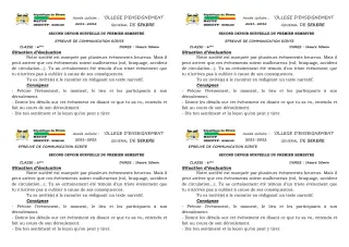 Première page de Français 6e — 2e devoir surveillé, 1er semestre (2021-2022) · CEG SEKERE