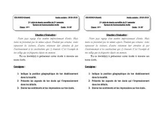 Première page de Français 6e, 5e, 4e, 4e ML, 4e ML&MC, 3e, 3e ML, 2nde A2, 2nde D, 1ère A2, 1ère D, Tle A2, Tle D — 1er devoir surveillé, 2e semestre (2018-2019) · CEG BOUCA
