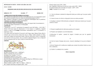 Première page de PCT 3e — 1er devoir surveillé, 2e semestre (2018-2019) · CEG 2 KANDI