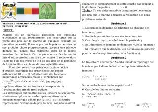 Première page de Mathématiques Tle A1, Tle A2 — 1re évaluation sommative, 1er semestre (2019-2020) · CEG GBESSOU