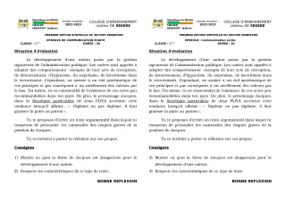 Première page de Français 4e — 1er devoir surveillé, 2e semestre (2022-2023) · CEG SEKERE