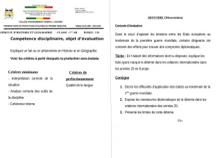 Première page de Histoire-Géographie 1ère A, 1ère A1, 1ère A2, 1ère B — 1re production scolaire, 1er semestre (2019-2020) · CEG1 Adjarra